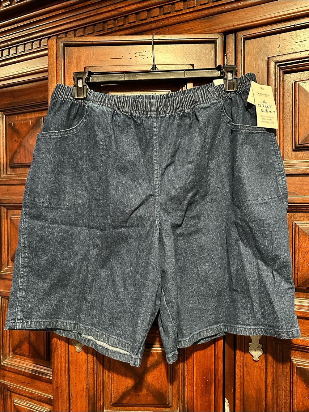 2X croft & barrow women’s Pull-On stretchy Denim Shorts - Dark Blue